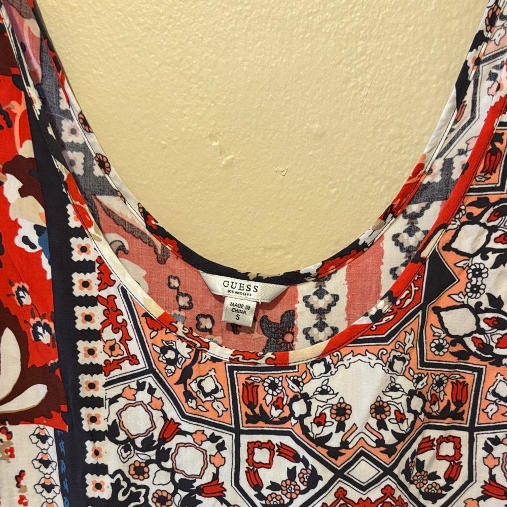 Guess Red and Blue Patterned Tank Top - Picture 2 of 2
